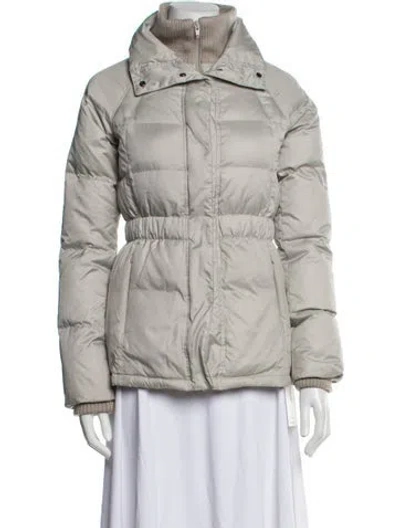 Pre-owned Theory Down Coat In Neutral