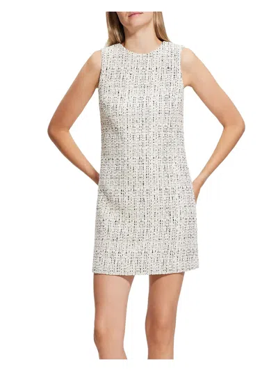 Theory Dr. Hatch Womens Textured Tweed Shift Dress In White