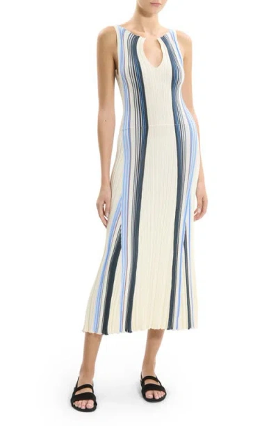 Theory Drape Cotton Blend Ribbed Tank Dress In White