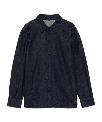THEORY THEORY DRAPE BUTTON-UP DENIM SHIRT