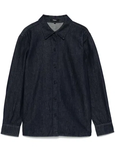 Theory Drape Denim Shirt In Black
