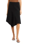 Theory Asymmetric Draped Paneled Crepe Skirt In Black