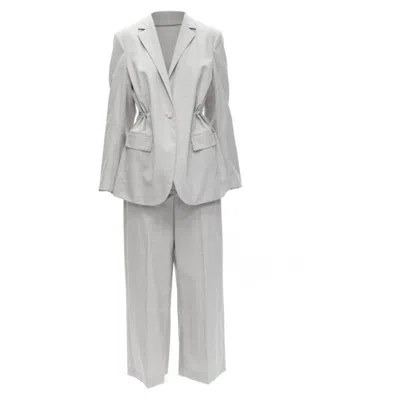 Pre-owned Theory Drape Wool Drawstring Cinched Blazer Pants Set In Grey