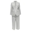 Theory Drape Wool Drawstring Cinched Waist Blazer Wide Leg Pants Set In Grey