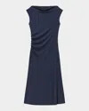 Theory Draped Boat-neck Midi Dress In Blue