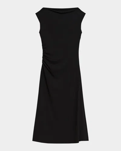 Theory Draped Boat-neck Midi Dress