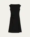 Theory Draped Boat-neck Midi Dress In Black