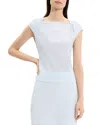 Theory Draped Cap Sleeve Crinkle Top In Neutral