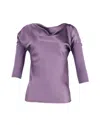 Theory Draped Cowl Neck Blouse In Purple Silk In Purple