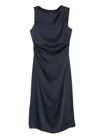 Theory Draped Cowl-neck Dress In Black