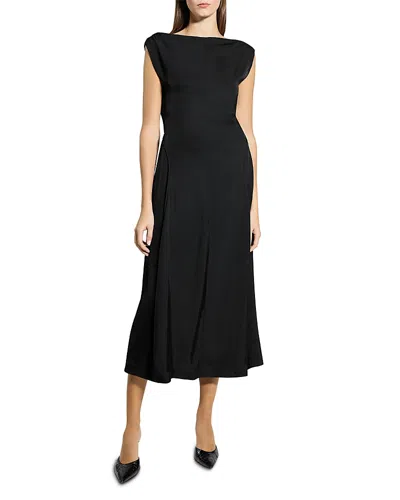 Theory Draped Sweater Dress In Crepe Jersey In Black