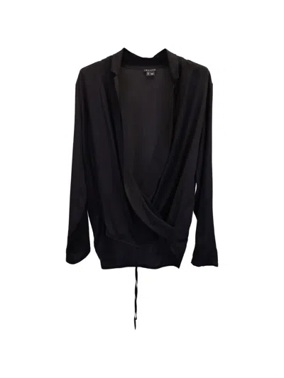 Pre-owned Theory Draped Front Blouse In 黑色