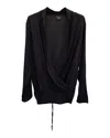 Theory Draped Front Blouse In Black Polyester In Black