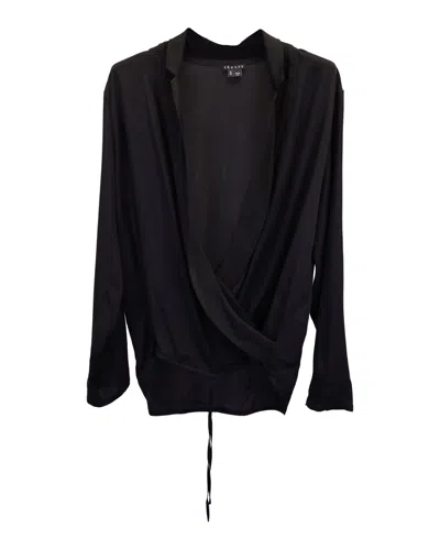 Theory Draped Front Blouse In Black Polyester