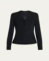 Theory Draped Long-sleeve Silk Blouse In Black