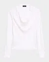 Theory Draped Long-sleeve Silk Blouse In White