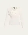 Theory Draped Long-sleeve Silk Blouse In White