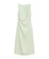 Theory Draped Midi Dress In Linen-viscose In Green
