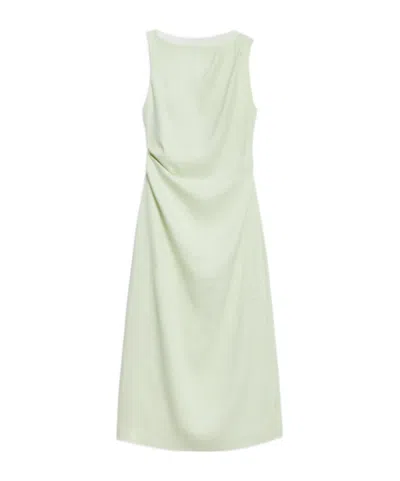 Theory Draped Midi Dress In Linen-viscose In Green