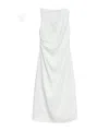 Theory Draped Midi Dress In Linen-viscose In White