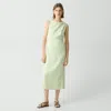 Theory Draped Midi Dress In Linen-viscose In Green