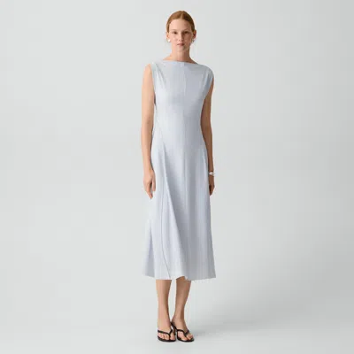 Theory Draped Midi Dress In Washed Twill In Gray