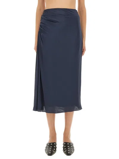Theory Twisted Jersey Skirt In Blue