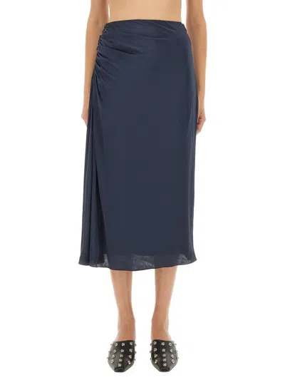 THEORY THEORY DRAPED MIDI SKIRT