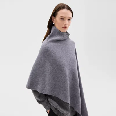 Theory Draped Poncho In Felted Wool-cashmere In Ash Melange
