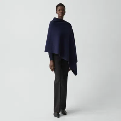 Theory Draped Poncho In Felted Wool-cashmere In Blue