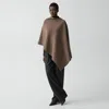 Theory Draped Poncho In Felted Wool-cashmere In Brown