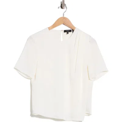 Theory Draped Shoulder Silk Top In White