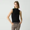 Theory Draped Sleeveless Top In Ribbed Viscose In Black