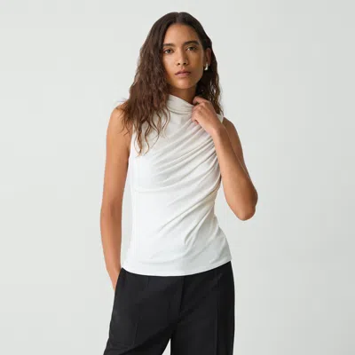 Theory Draped Sleeveless Top In Ribbed Viscose In Ivory