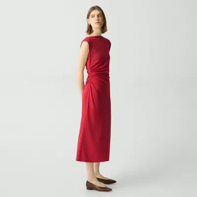 Theory Draped Sweater Dress In Crepe Jersey In Cherry