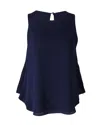 Theory Draped Tank Top In Navy Blue Silk In Blue
