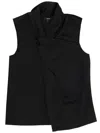 Theory Neutrals Draped Front High Neck Top In Black
