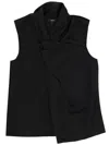Theory Neutrals Draped Front High Neck Top In Black