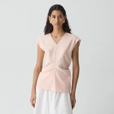 Theory Draped V-neck Top In Admiral Crepe In Pink