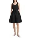 Theory Sleeveless Drawstring Dress In Cotton-blend In Black