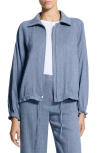 Theory Drawstring Hem Linen Blend Jacket In Blue
