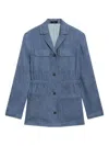 Theory Drawstring Linen Jacket In Blue