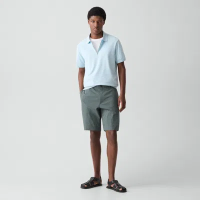 Theory Drawstring Short In Textured Nylon In Green