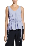 Theory Striped Washed Tie Easy Tank Top In Purple