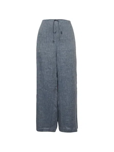 Pre-owned Theory Drawstring Wide-leg Trousers In Blue
