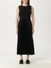 Theory Combo Satin Pleated Dress In Black