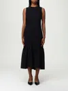 Theory Tiered Lightweight Wool Midi Dress In Black