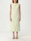 Theory Draped Midi Dress In Linen-viscose In Green
