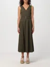 Theory Womens Belted Sleeveless Midi Dress In Olive
