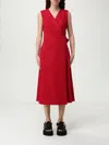Theory Sleeveless A-line Wrap Dress In Good Linen In Red